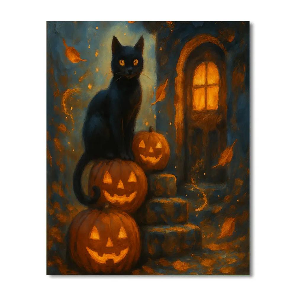 The Black Cat On The Ember Staircase DIY paint by numbers