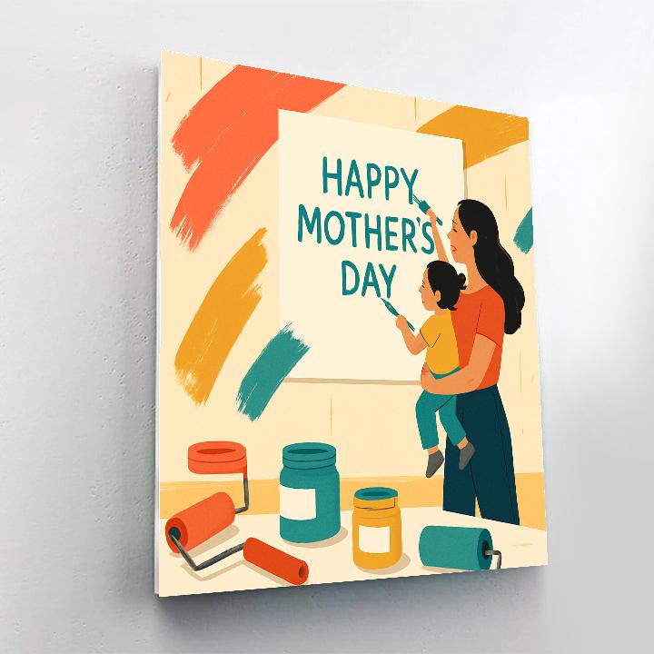 Mother And Child Painting A Thank You Wall Paint by numbers art