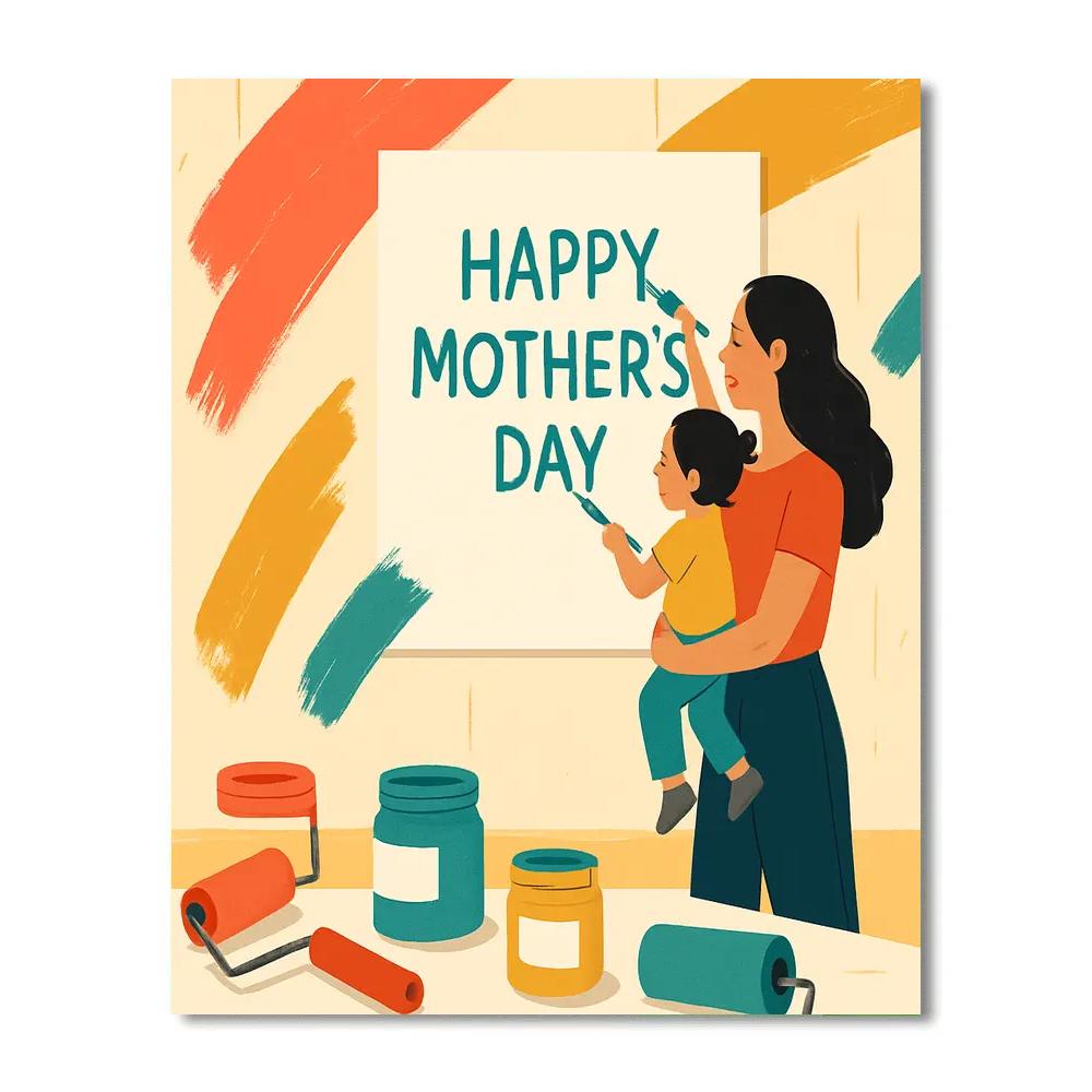 Mother And Child Painting A Thank You Wall Paint by numbers art