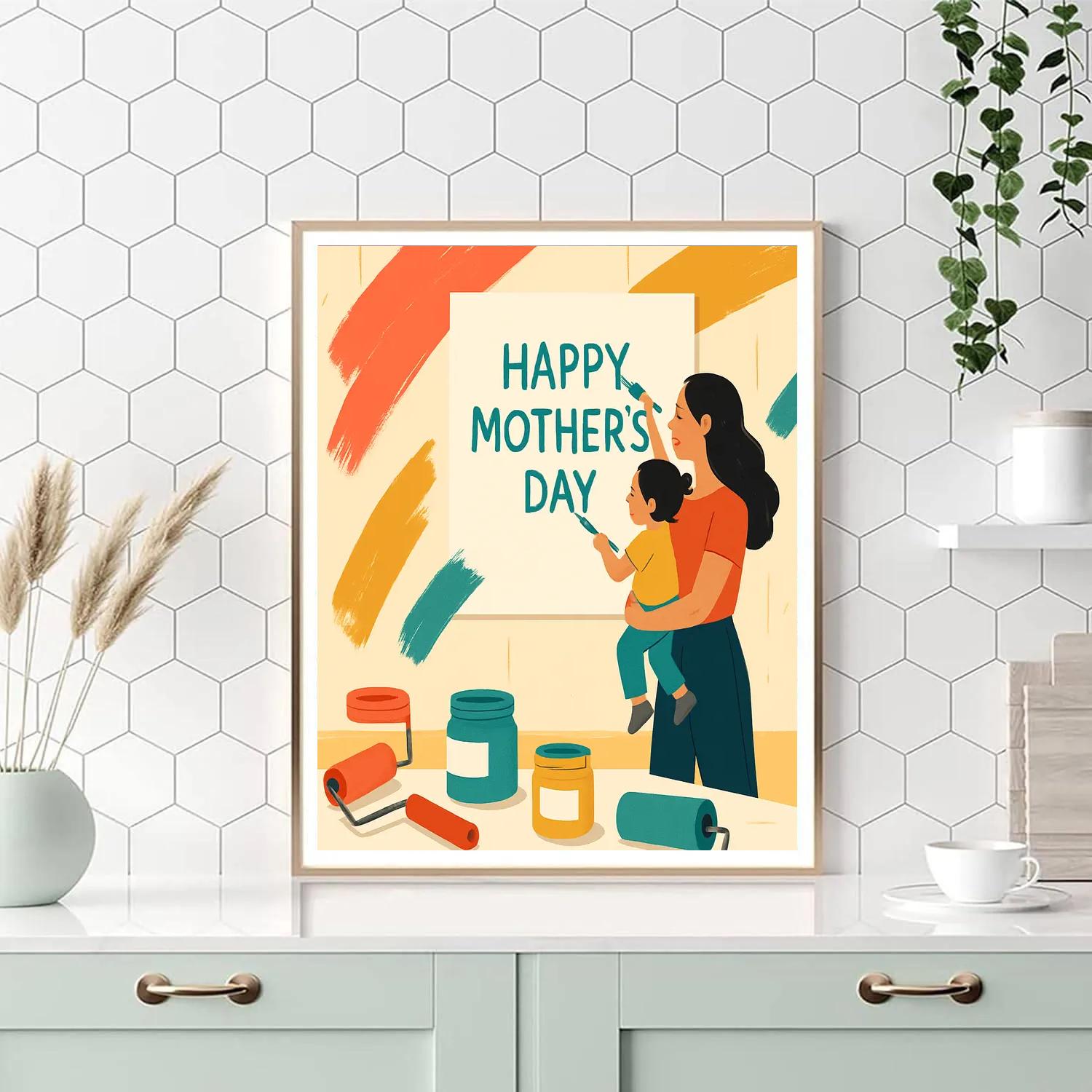 Mother And Child Painting A Thank You Wall Paint by numbers art