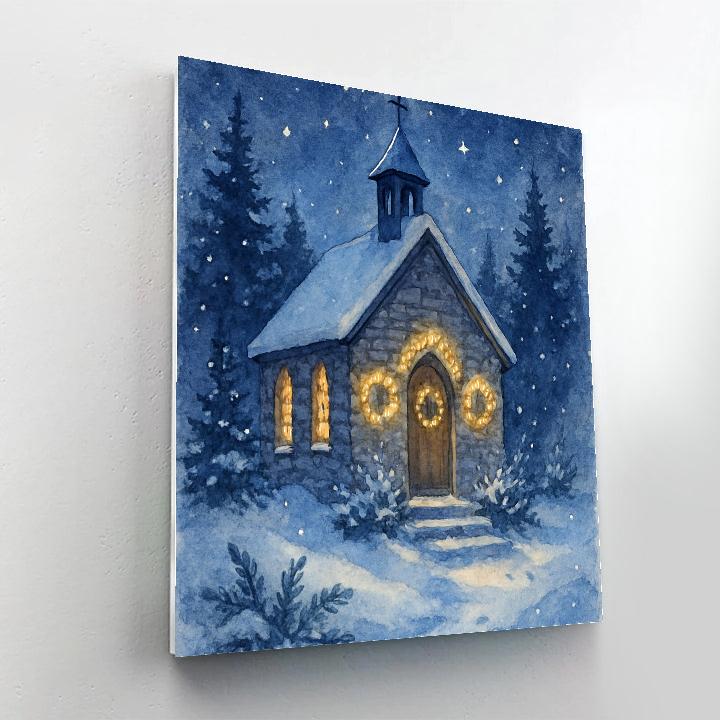 Moonlit Church With Starlit Wreaths Painting by numbers kit