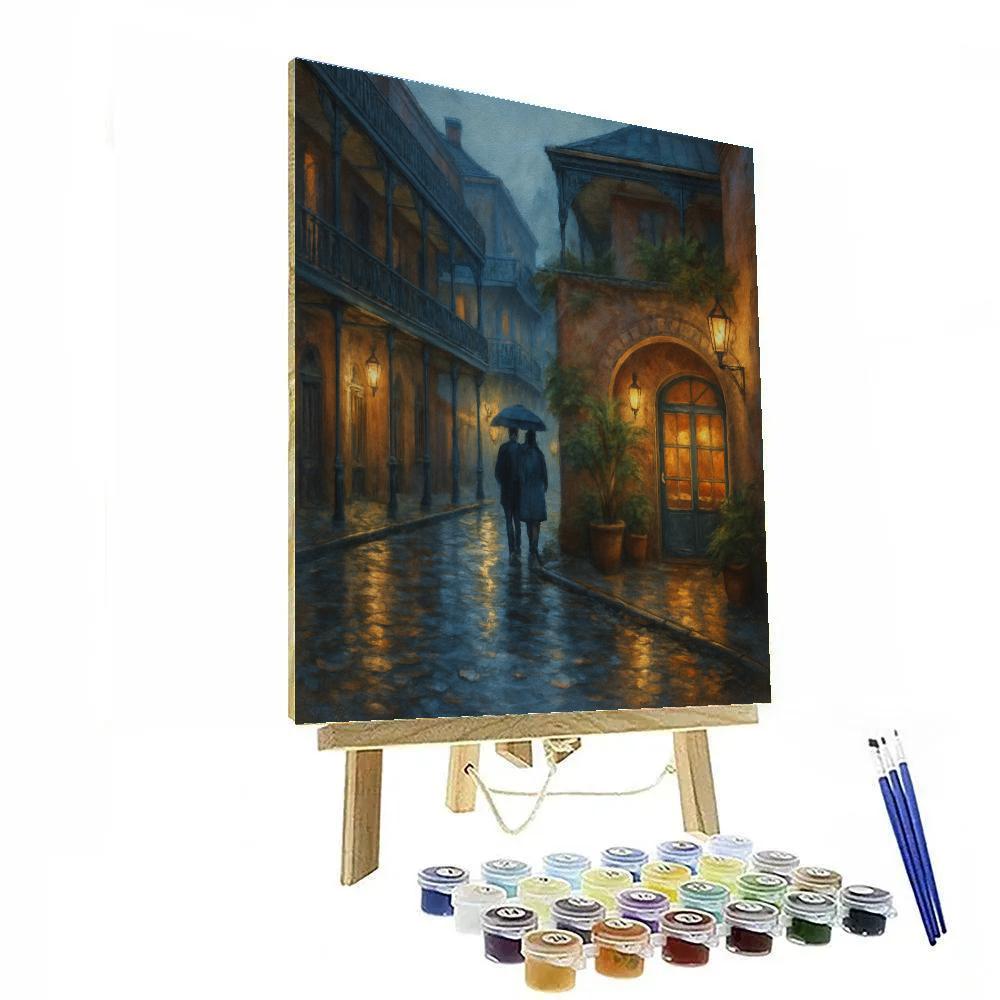 French Quarter Rainshine Courtyard Evening Paint by numbers art