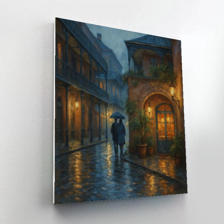 French Quarter Rainshine Courtyard Evening Paint by numbers art