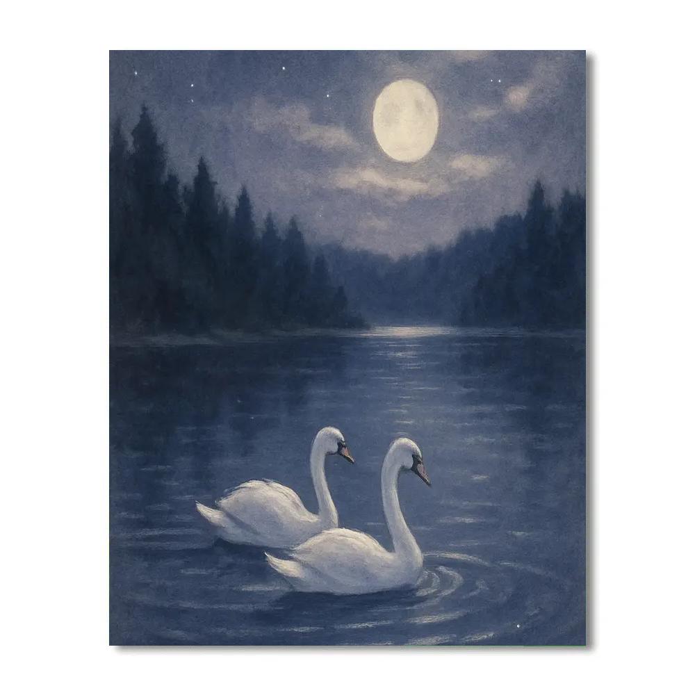 Moonlit Swan Cove Painting by numbers kit