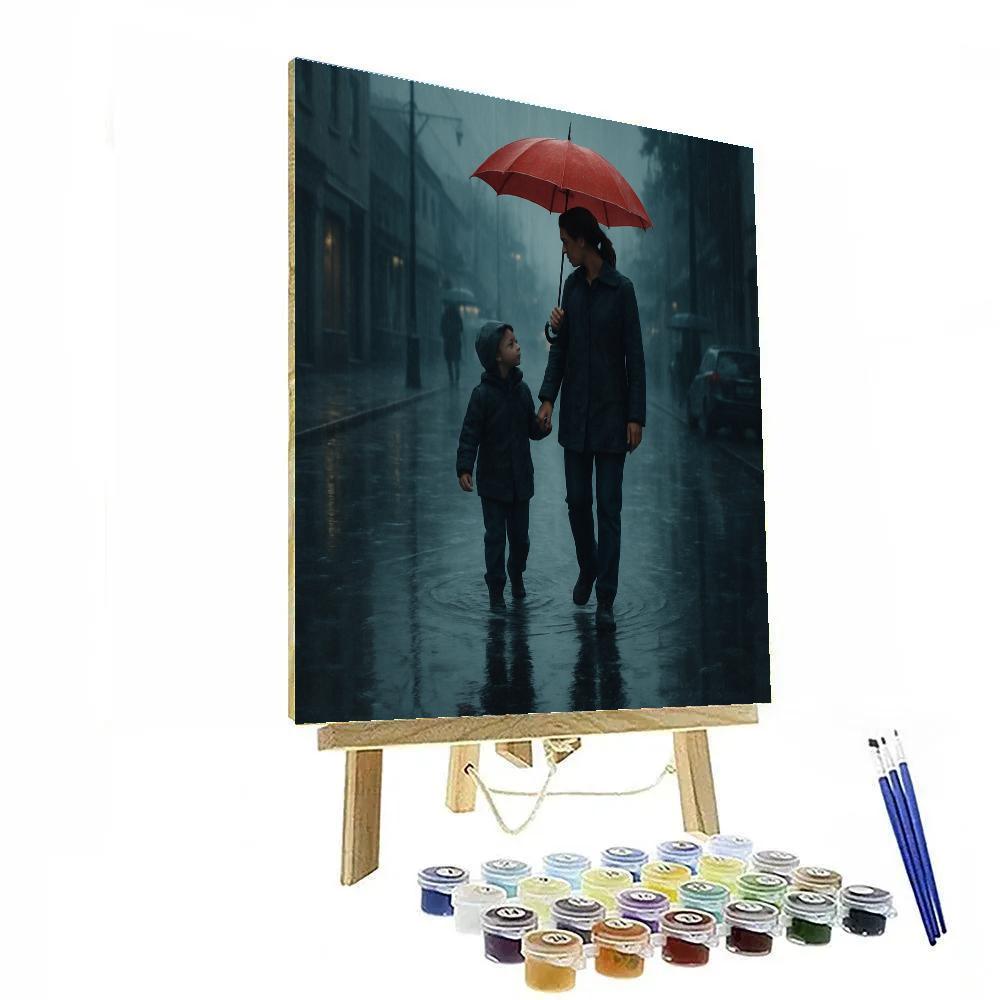 Rainy Day Umbrella Walk Together Painting by numbers kit