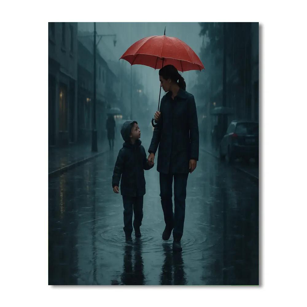 Rainy Day Umbrella Walk Together Painting by numbers kit