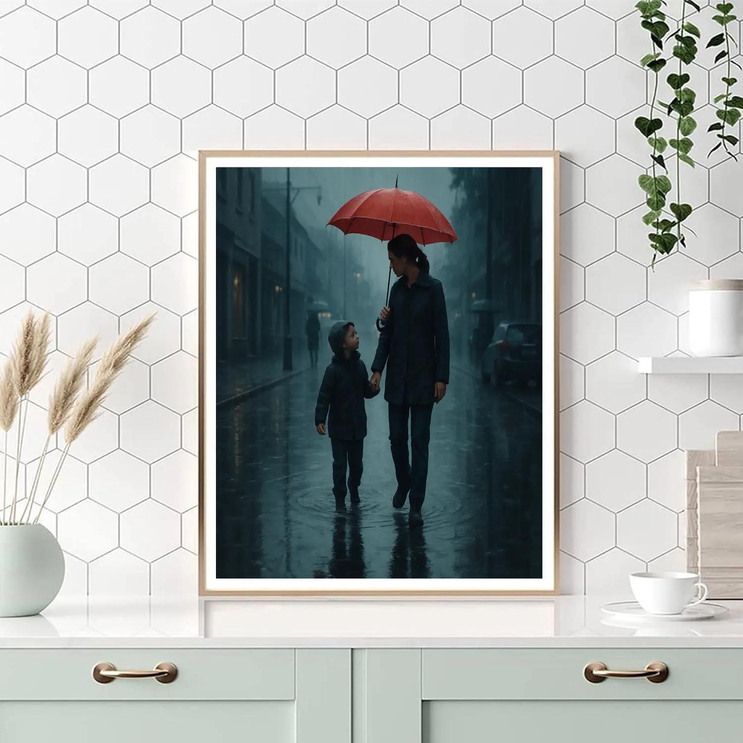 Rainy Day Umbrella Walk Together Painting by numbers kit