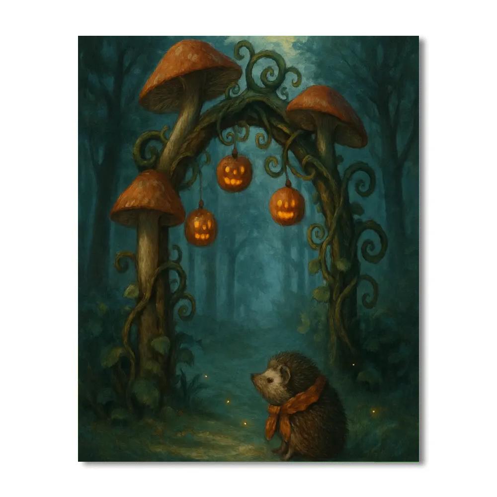 Moonlit Mushroom Gate Of The Haunted Garden Paint by numbers art