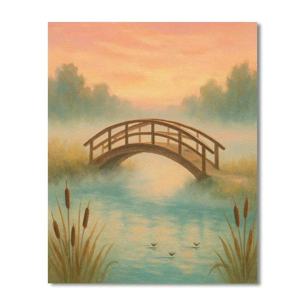 Sunrise Mist And Wooden Footbridge painting number kit