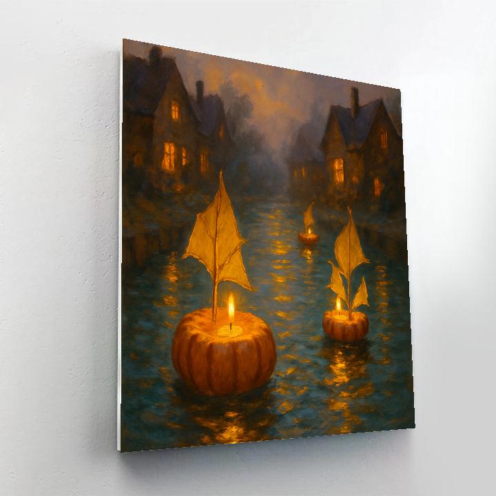 Candleboat Parade On The Pumpkin Canal paint by number