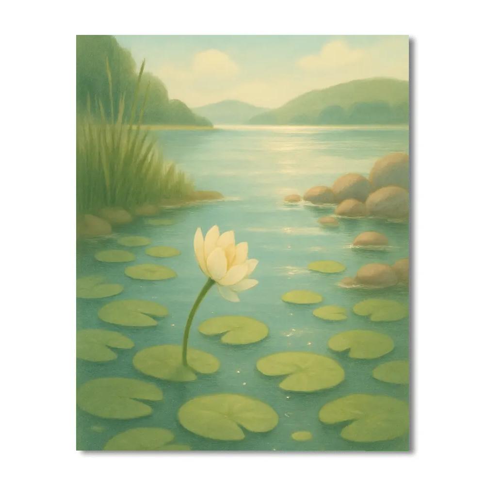 Blue Summer Stillwater With Lily Pads Paint by numbers art
