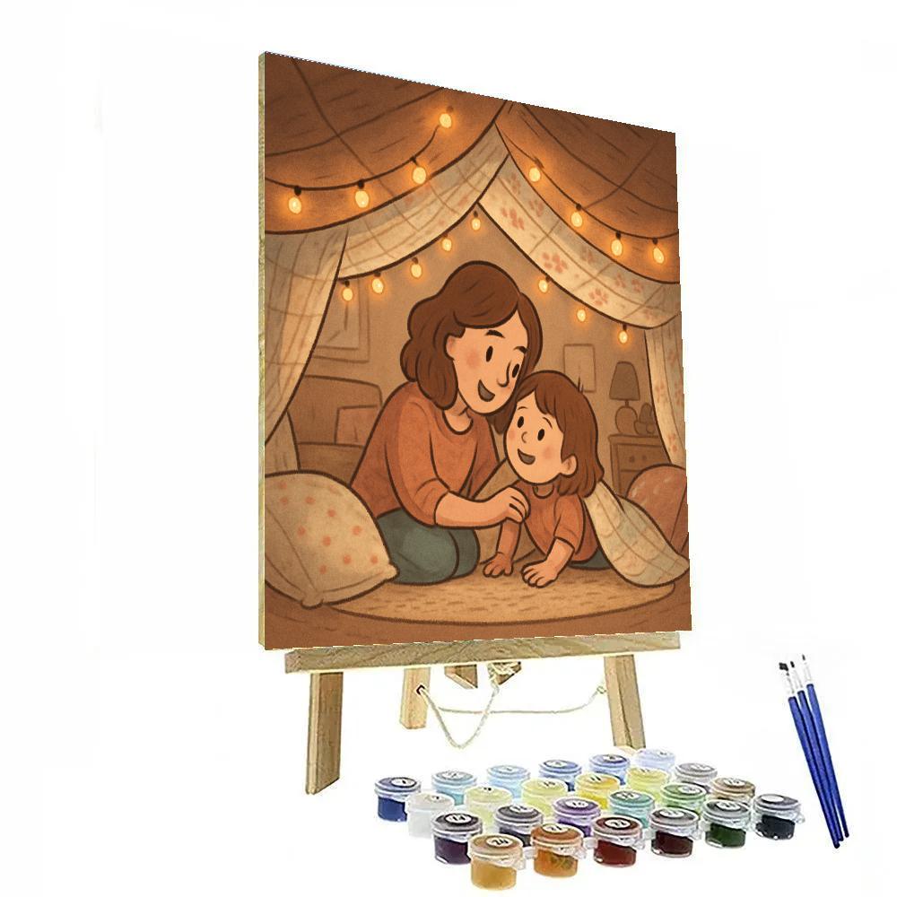 Mother And Child Building A Blanket Fort Paint by numbers art