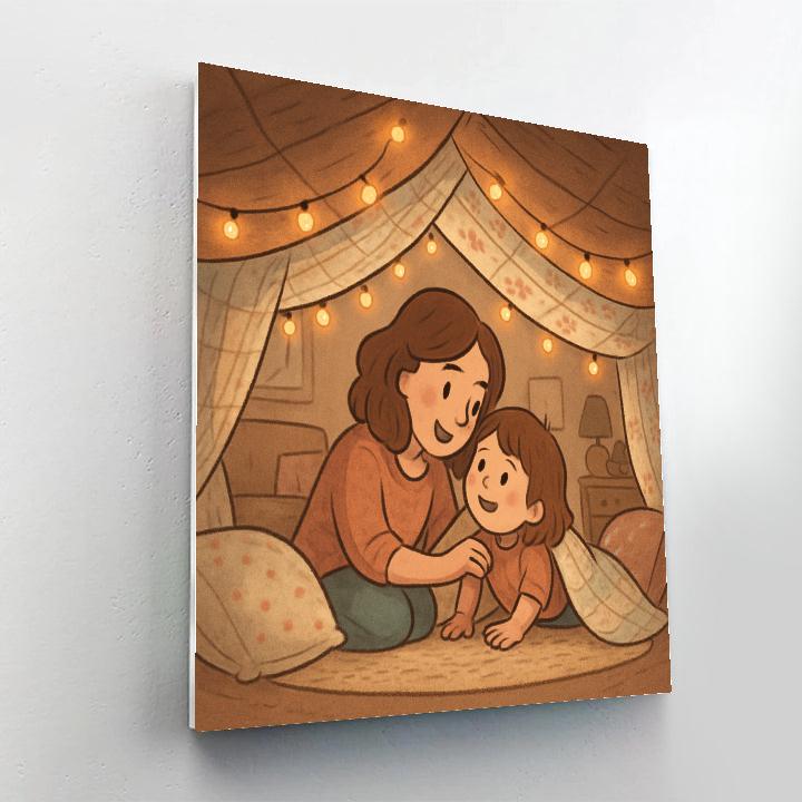 Mother And Child Building A Blanket Fort Paint by numbers art