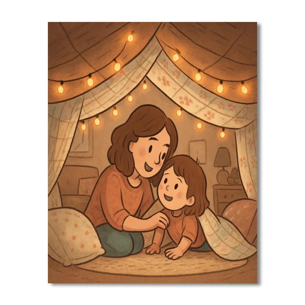 Mother And Child Building A Blanket Fort Paint by numbers art