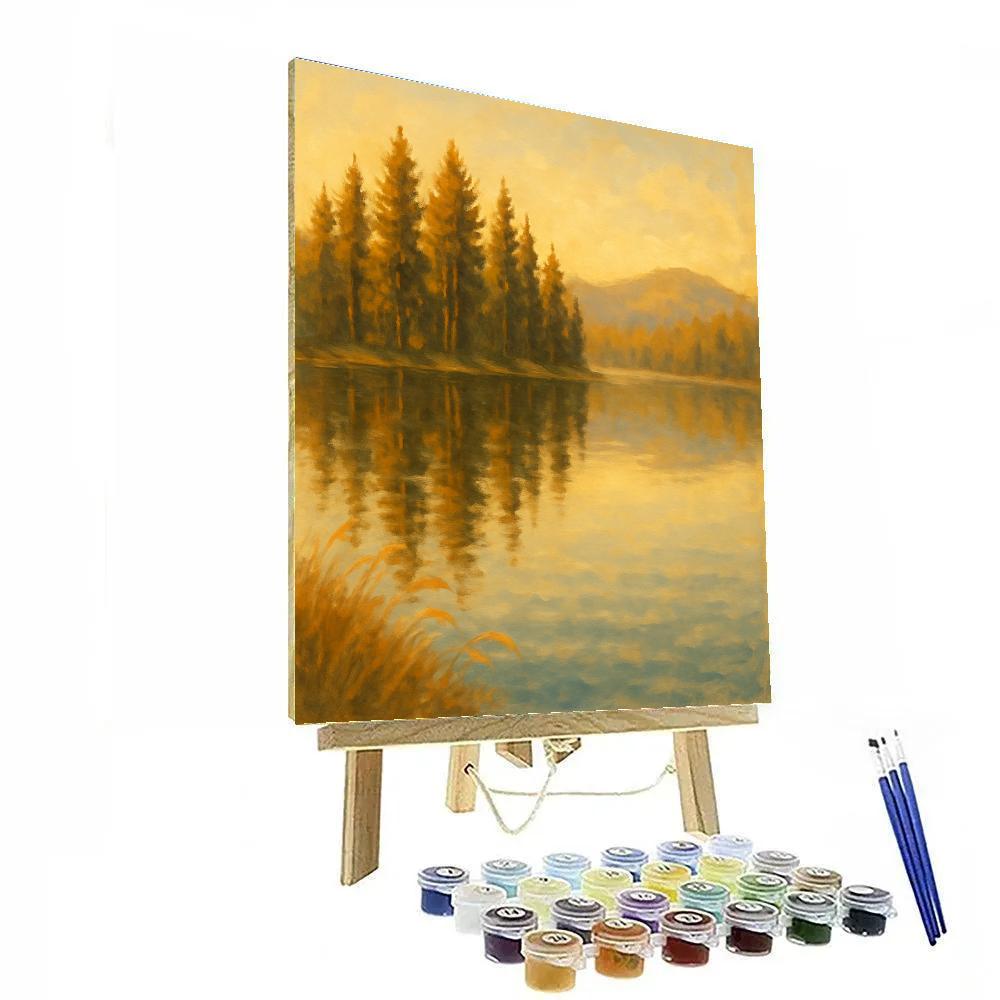 Golden Hour Pine Mirror Lake Paint by numbers kits