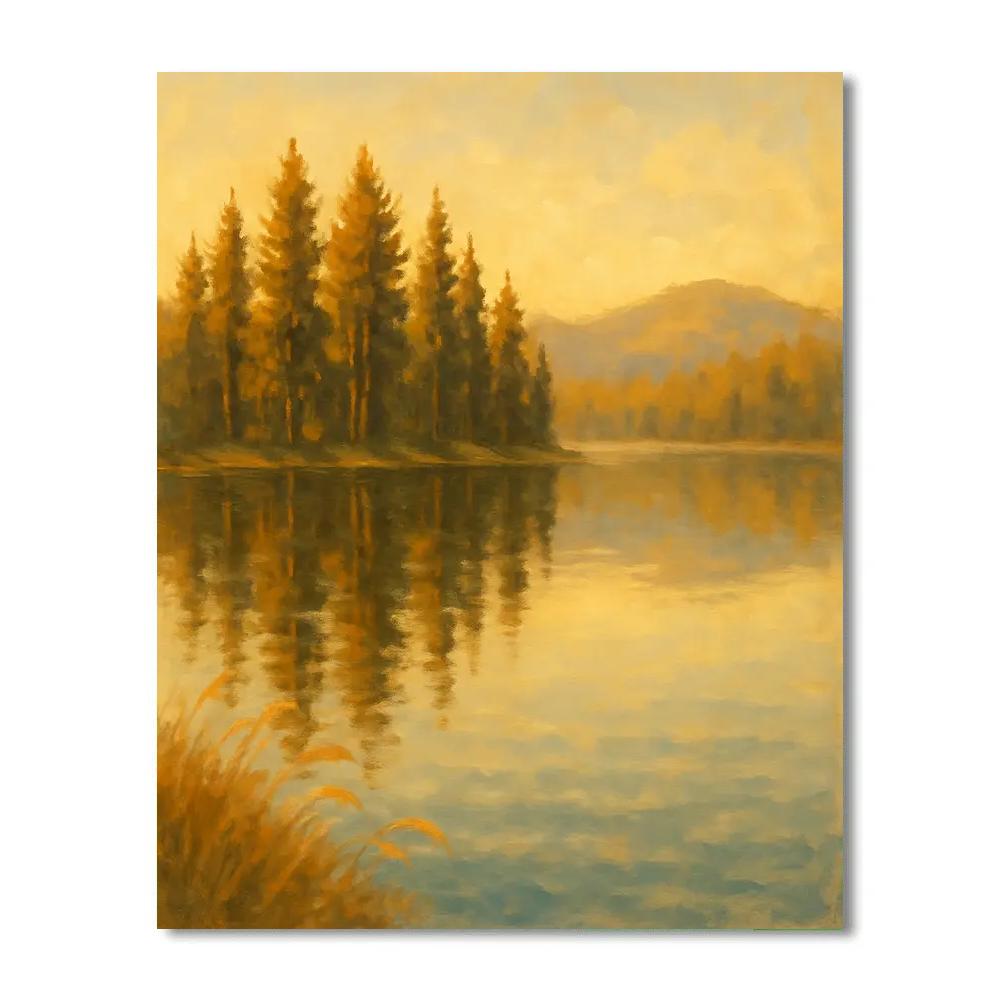 Golden Hour Pine Mirror Lake Paint by numbers kits