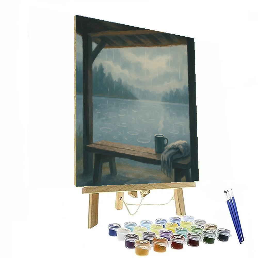 Rainy Lakeshore Tea Shelter Paint by numbers art