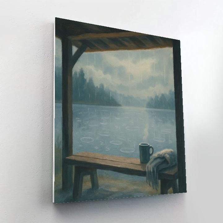 Rainy Lakeshore Tea Shelter Paint by numbers art