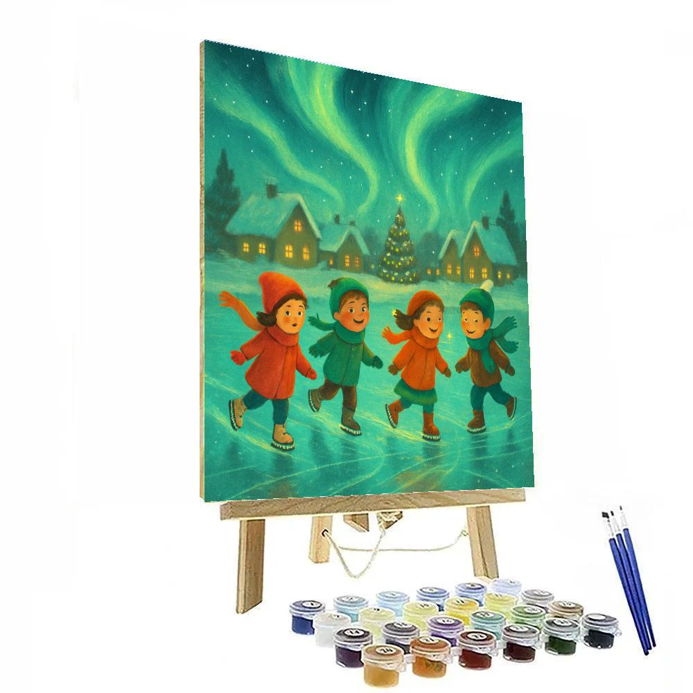 Northern Lights Skating Pond Numbered painting kits