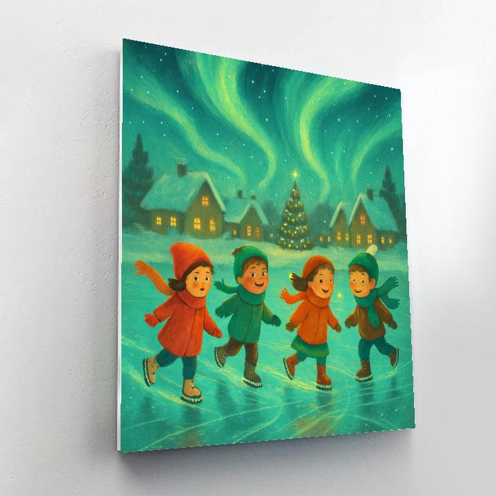 Northern Lights Skating Pond Numbered painting kits