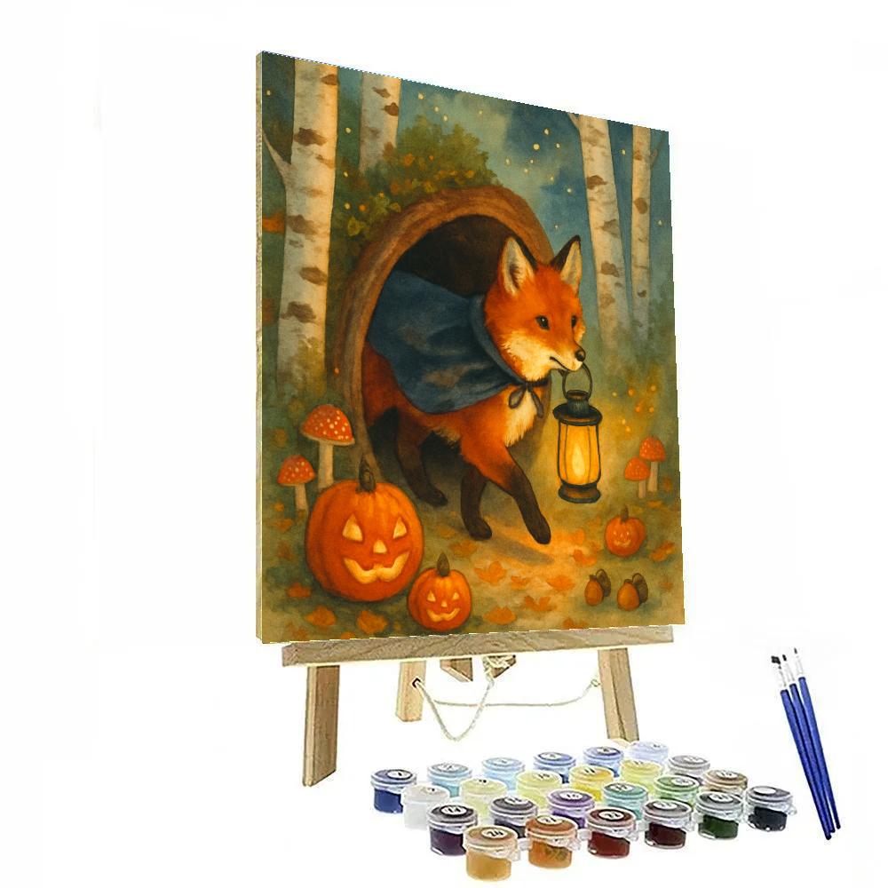 The Lantern Fox In The Hollow Log Numbered painting kits