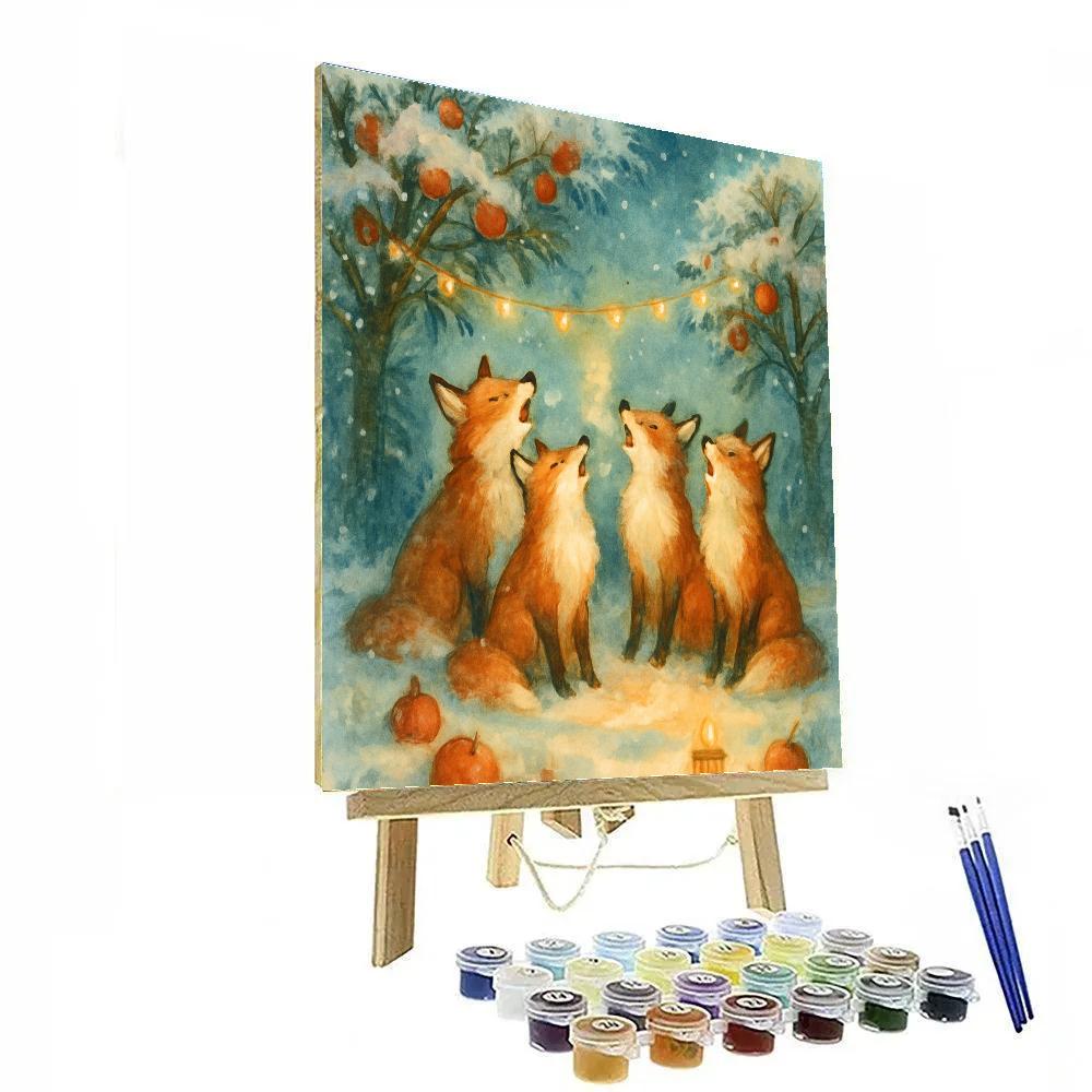 Caroling Foxes In The Snowy Orchard Paint by numbers kits