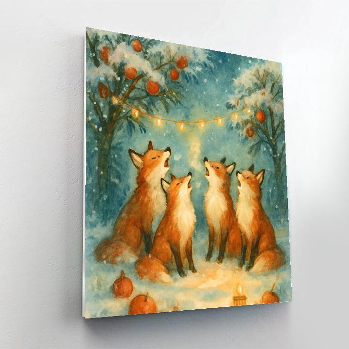 Caroling Foxes In The Snowy Orchard Paint by numbers kits