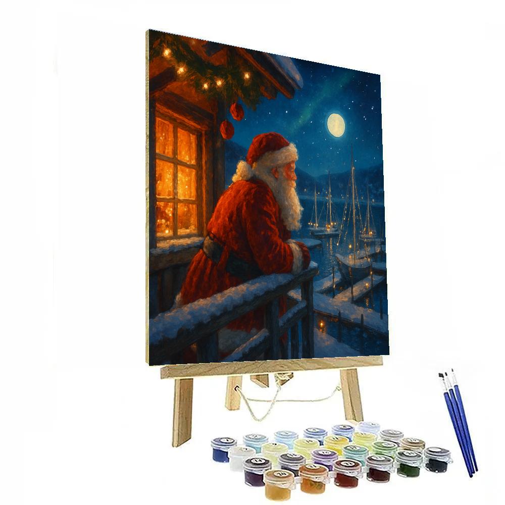 Santa Workshop Balcony Over Star Harbor Painting by numbers kit