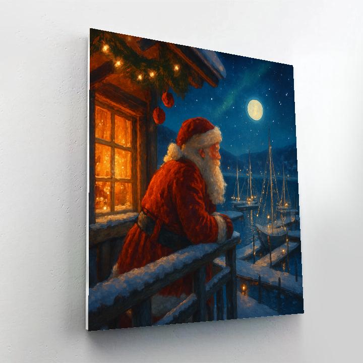 Santa Workshop Balcony Over Star Harbor Painting by numbers kit