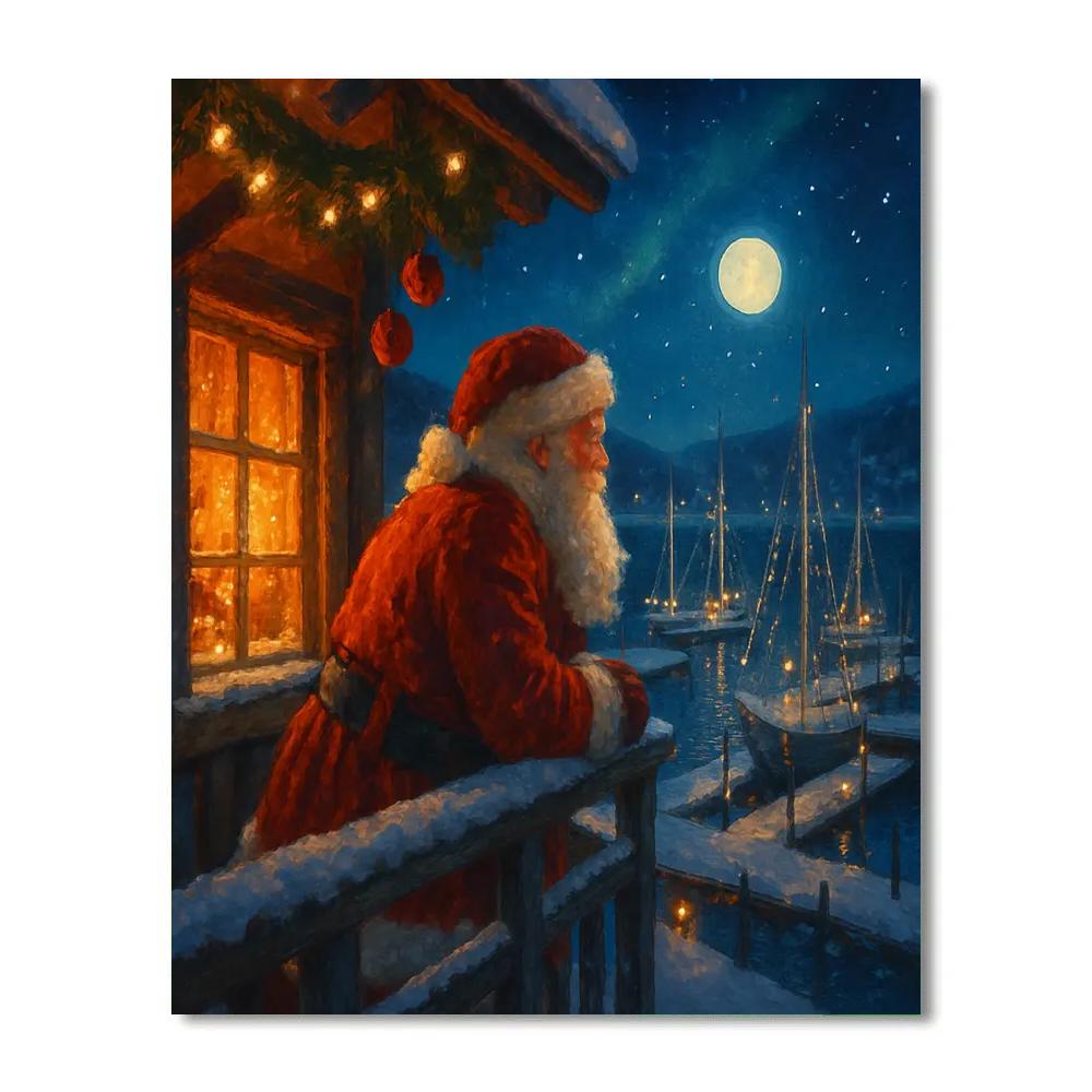 Santa Workshop Balcony Over Star Harbor Painting by numbers kit