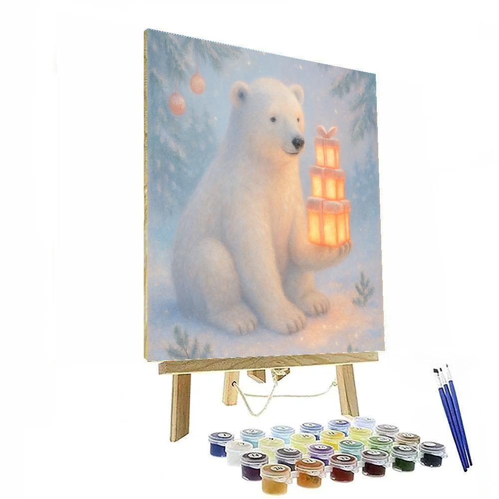 Polar Bear With Gift Lanterns Paint by numbers kits