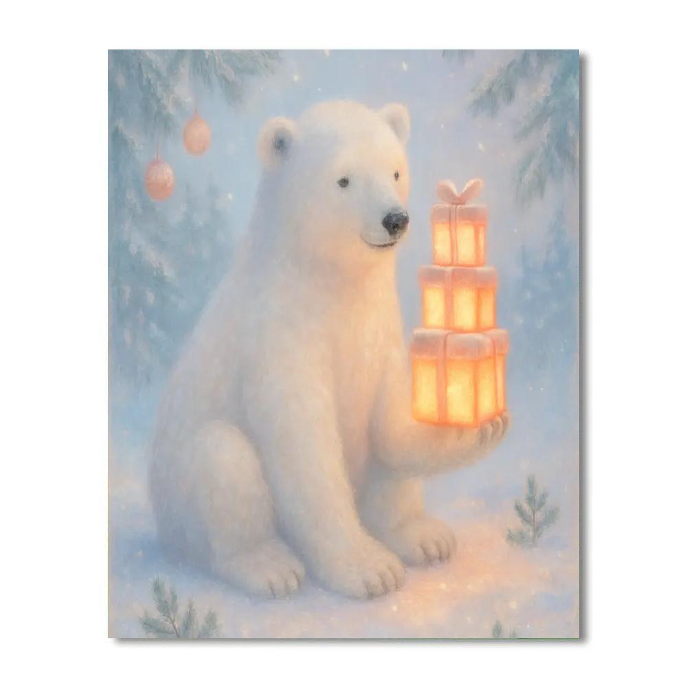 Polar Bear With Gift Lanterns Paint by numbers kits