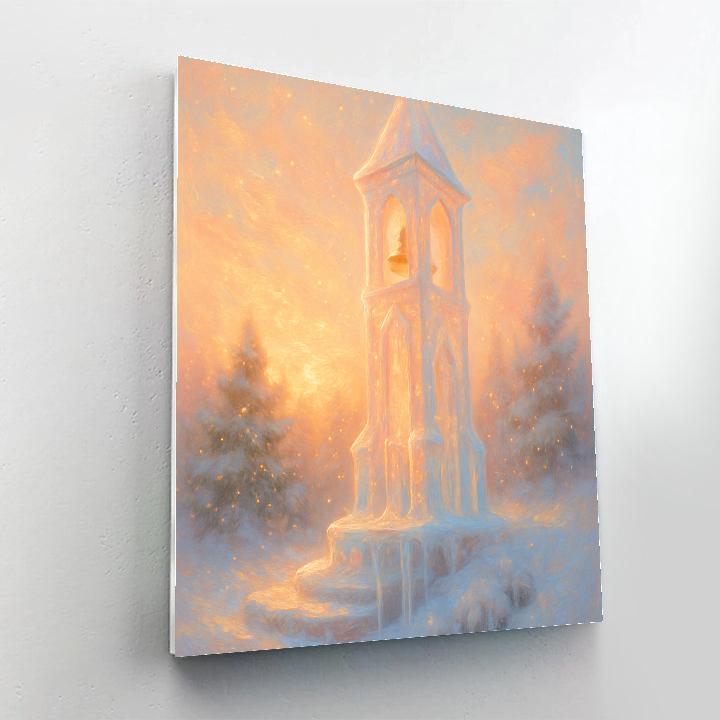 Crystal Bell Tower At Sunrise Snow painting number kit