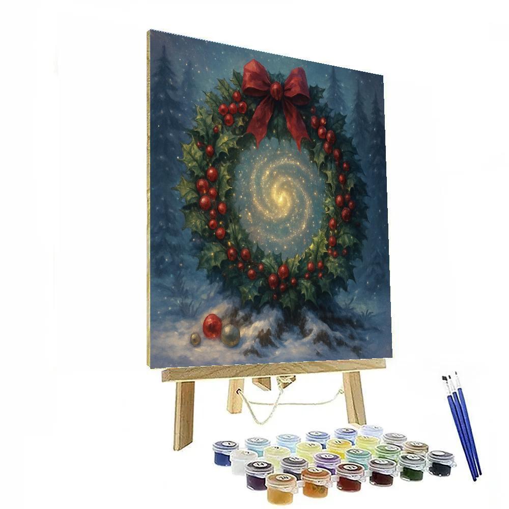 Holly Wreath Portal In The Snowy Woods Paint by numbers kits