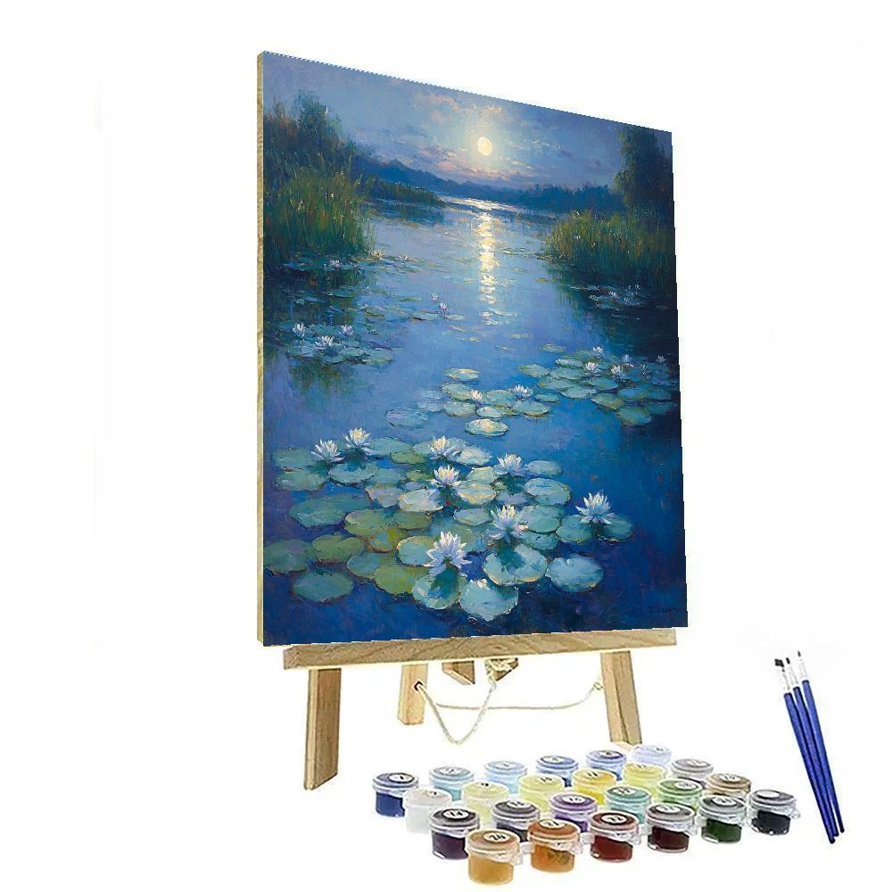 Claude Monet Inspired Water Lilies Under Moonlight painting number kit