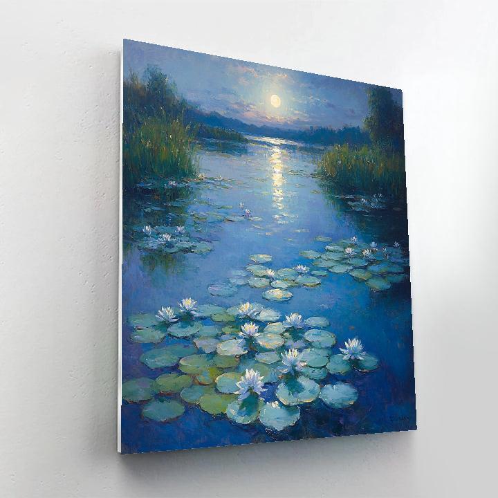 Claude Monet Inspired Water Lilies Under Moonlight painting number kit