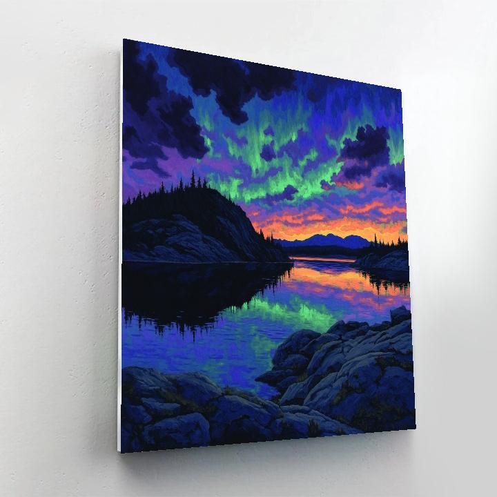 Frederick Varley Inspired Auroral Fire Over Obsidian Ridge painting number kit