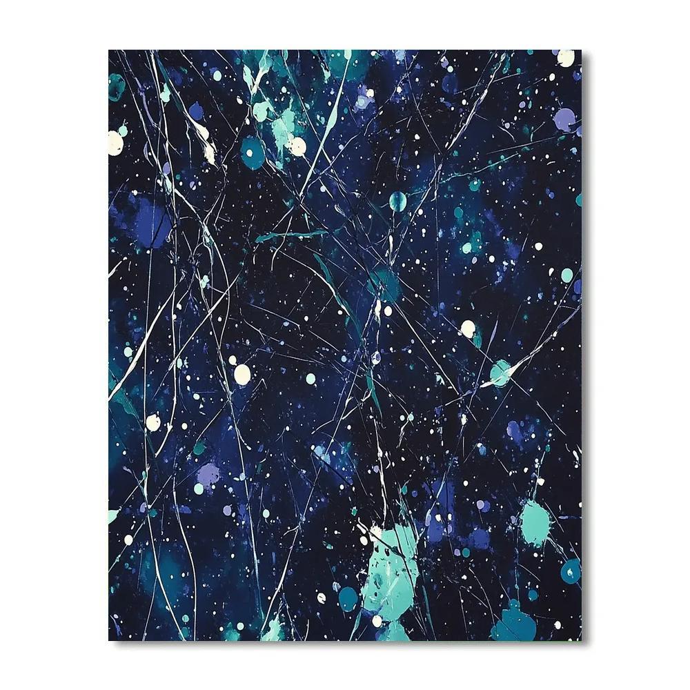 Jackson Pollock Inspired Aurora Tangle Over Midnight Ice Numbered painting kits