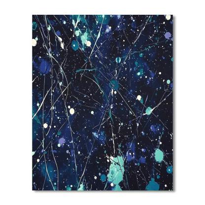 Jackson Pollock Inspired Aurora Tangle Over Midnight Ice Numbered painting kits