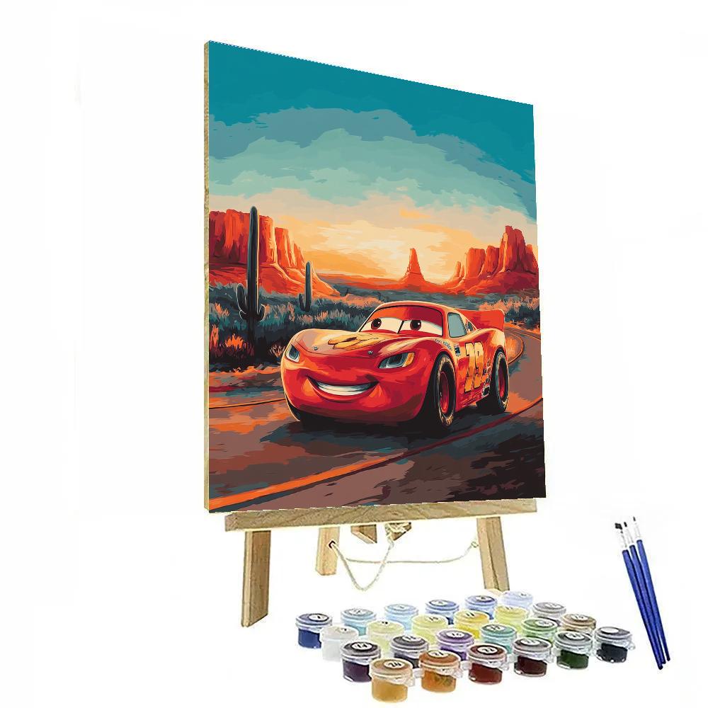 Lightning McQueen Desert Sunrise Pit Stop Painting by numbers kit