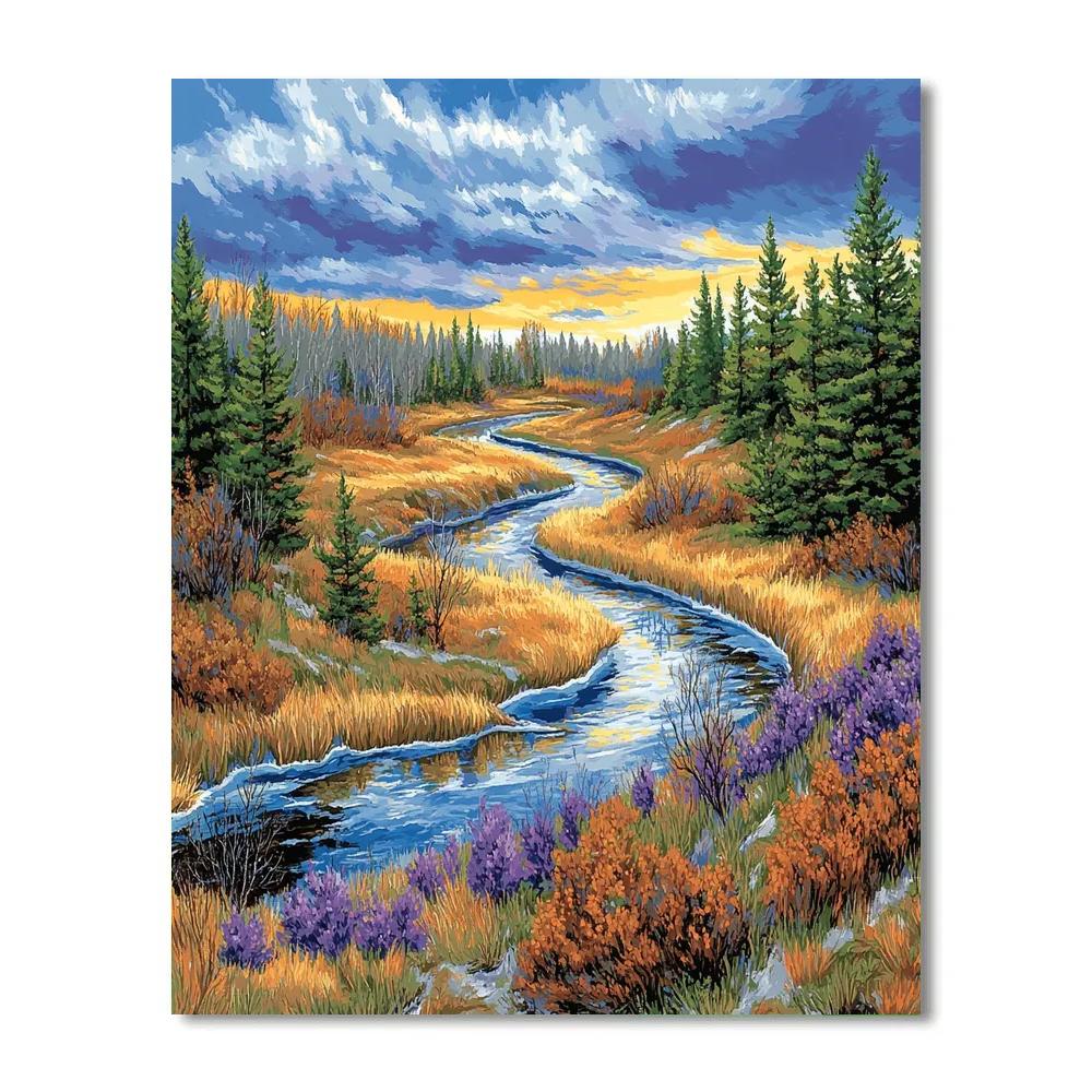 J. E. H. MacDonald Inspired Spring Thaw River Through Algoma Ridges paint by numbers