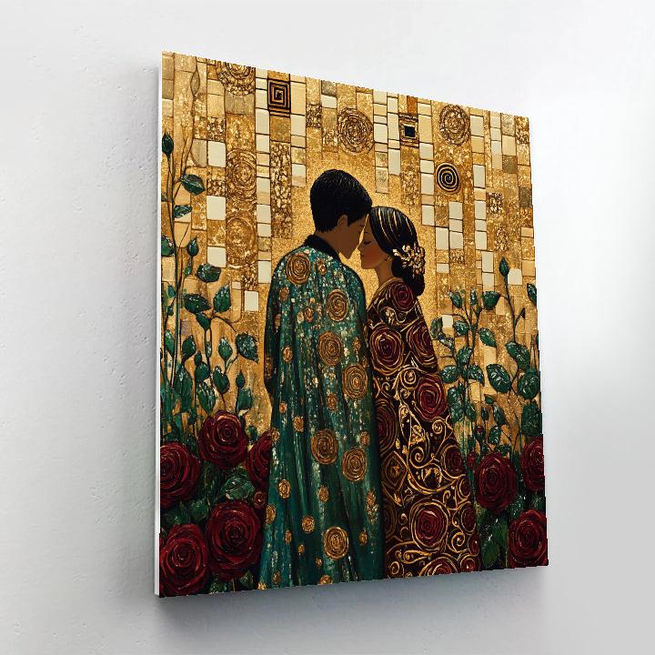 Gustav Klimt Inspired Rose Garden Embrace paint by color