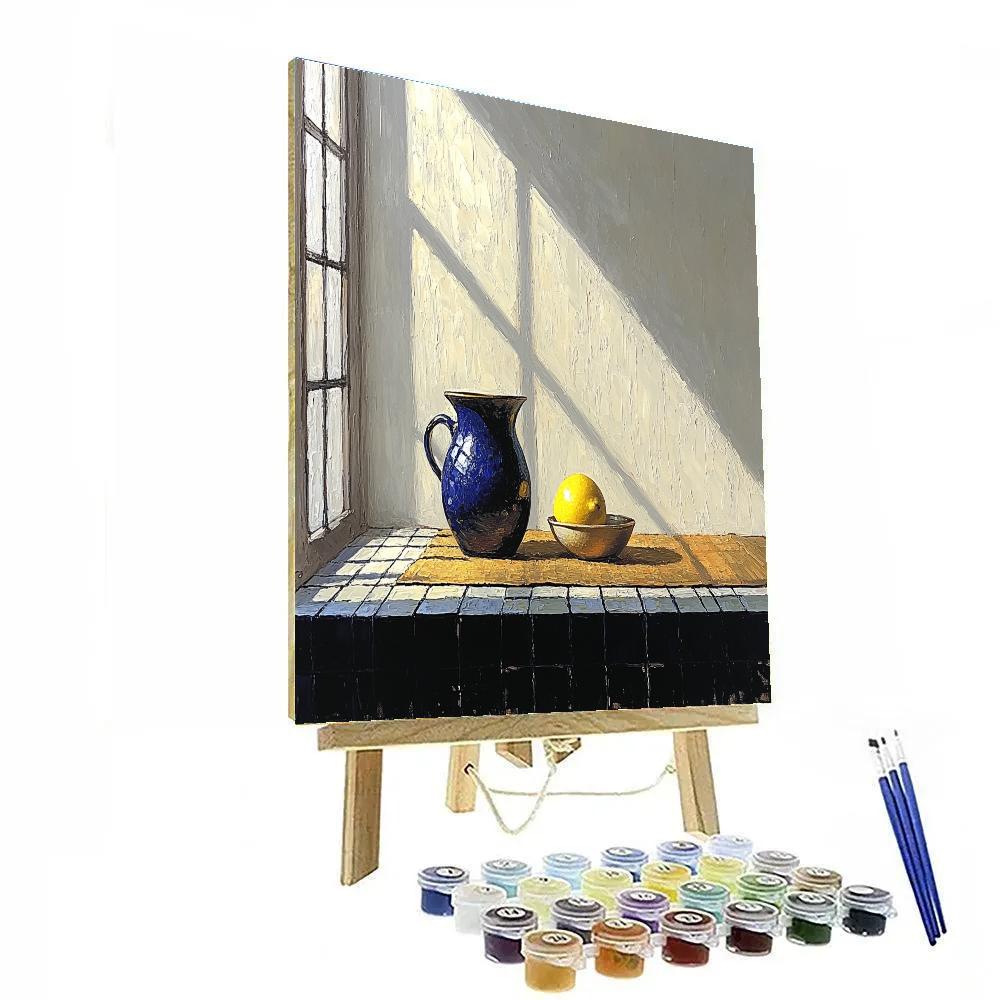 Johannes Vermeer Inspired Lapis Jug And Lemon On Delft Tiles paint by number