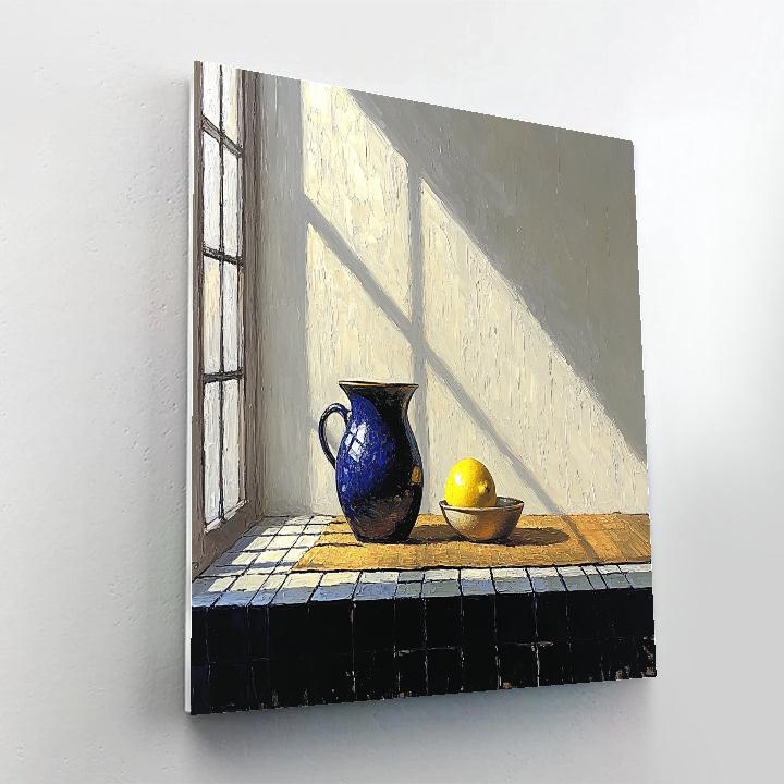 Johannes Vermeer Inspired Lapis Jug And Lemon On Delft Tiles paint by number