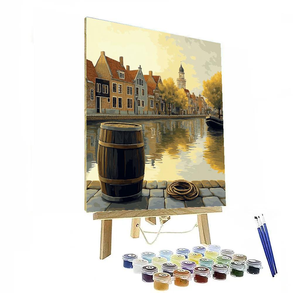 Johannes Vermeer Inspired Delft Canal Reflection At Quiet Morning paint by numbers