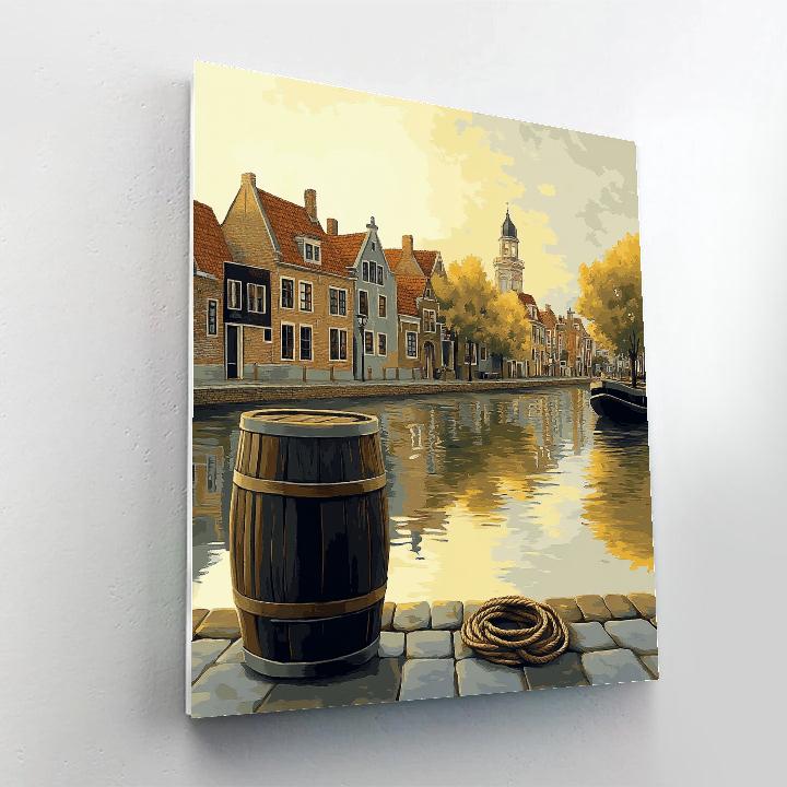 Johannes Vermeer Inspired Delft Canal Reflection At Quiet Morning paint by numbers
