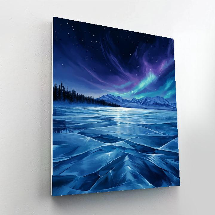 Lawren Harris Inspired Aurora Veil Over Frozen Inland Sea paint by numbers
