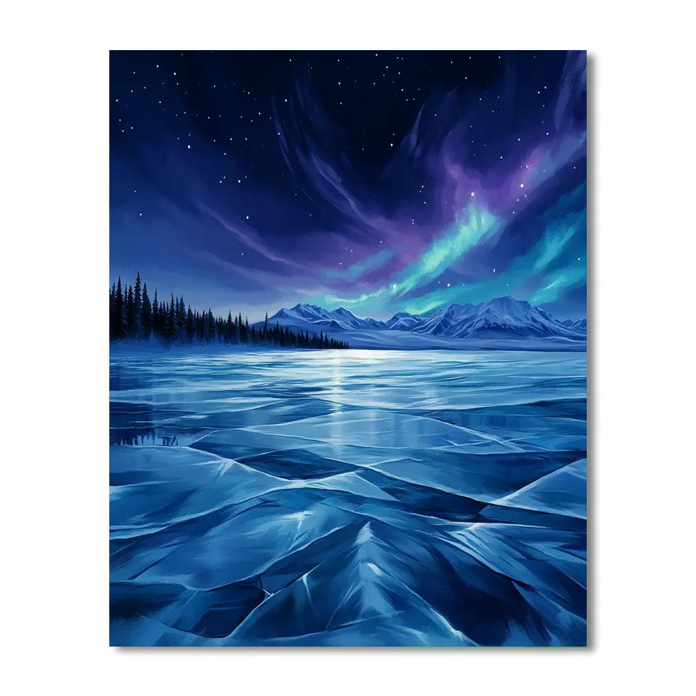 Lawren Harris Inspired Aurora Veil Over Frozen Inland Sea paint by numbers