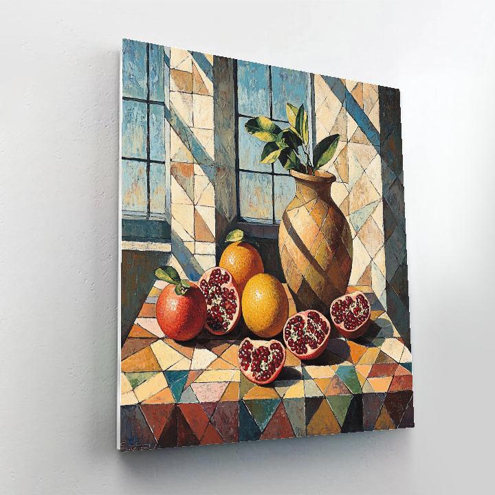 Pablo Picasso Inspired Faceted Orchard Still Life With Citrus And Earthenware Number painting