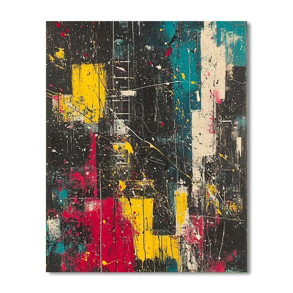 Jackson Pollock Inspired Citylights Rhythm Number painting